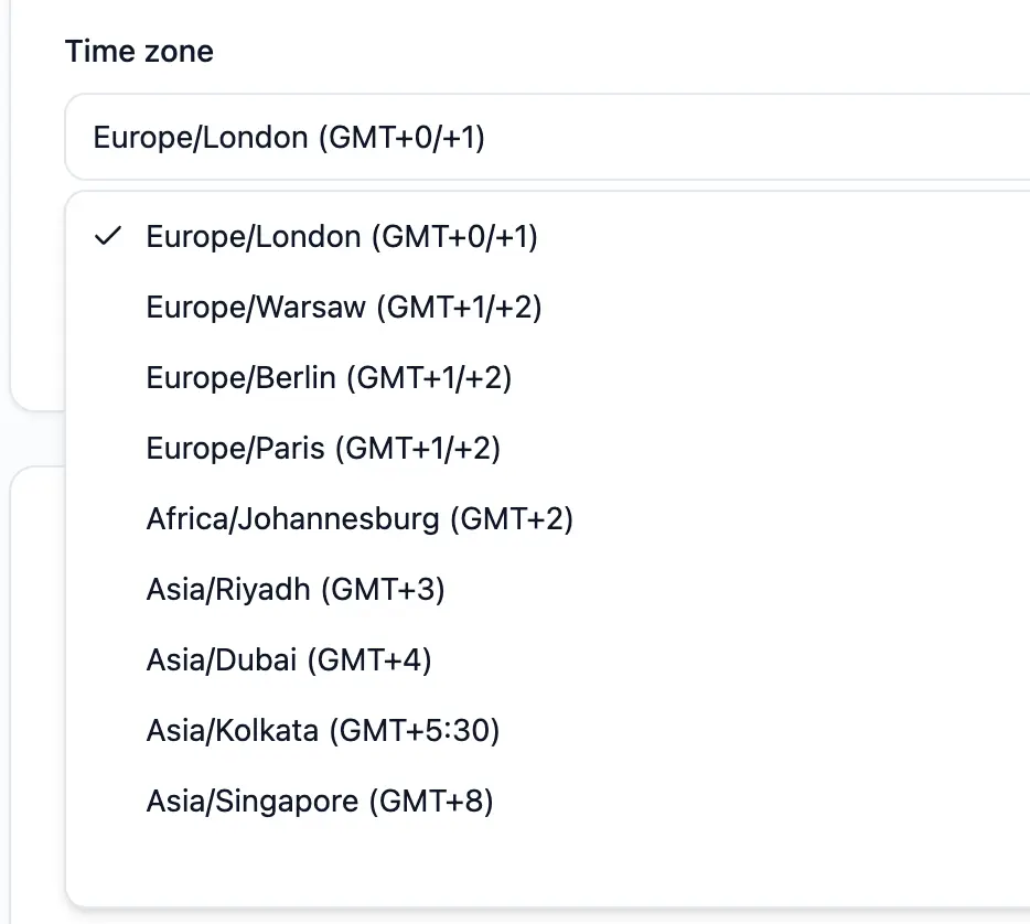 Account Timezone Settings