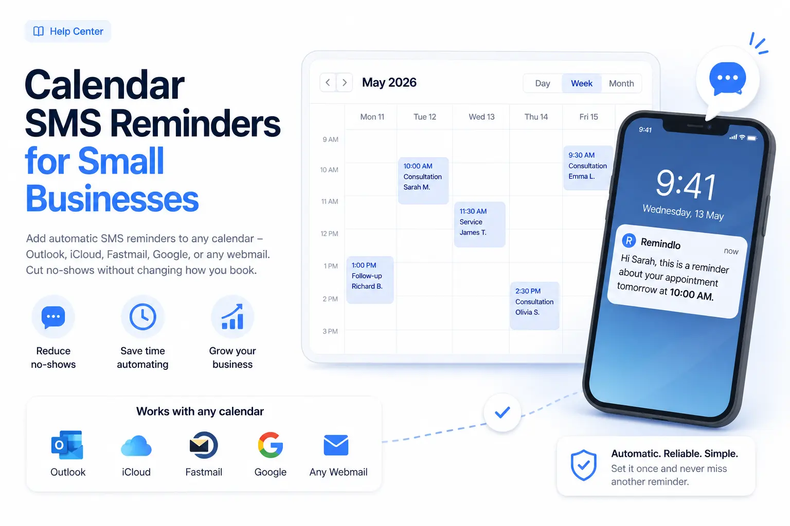 Calendar SMS Reminders for Small Businesses