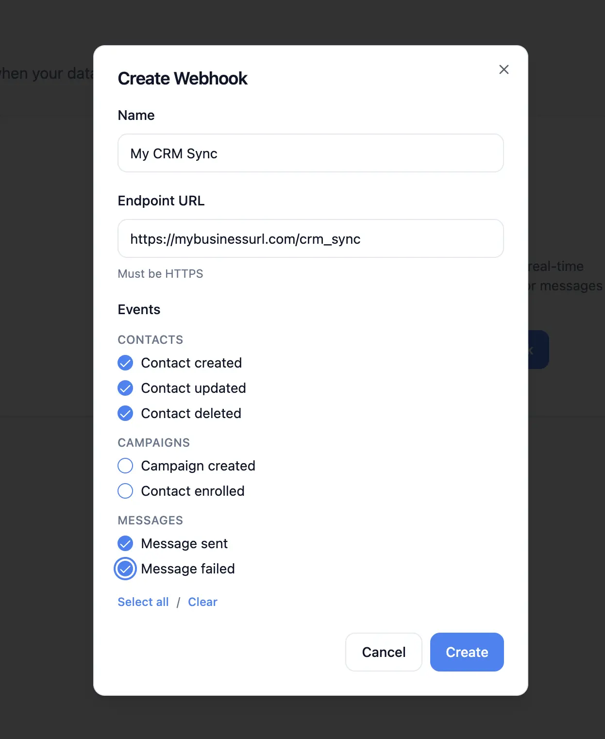 CRM Sync Example For Sending SMS