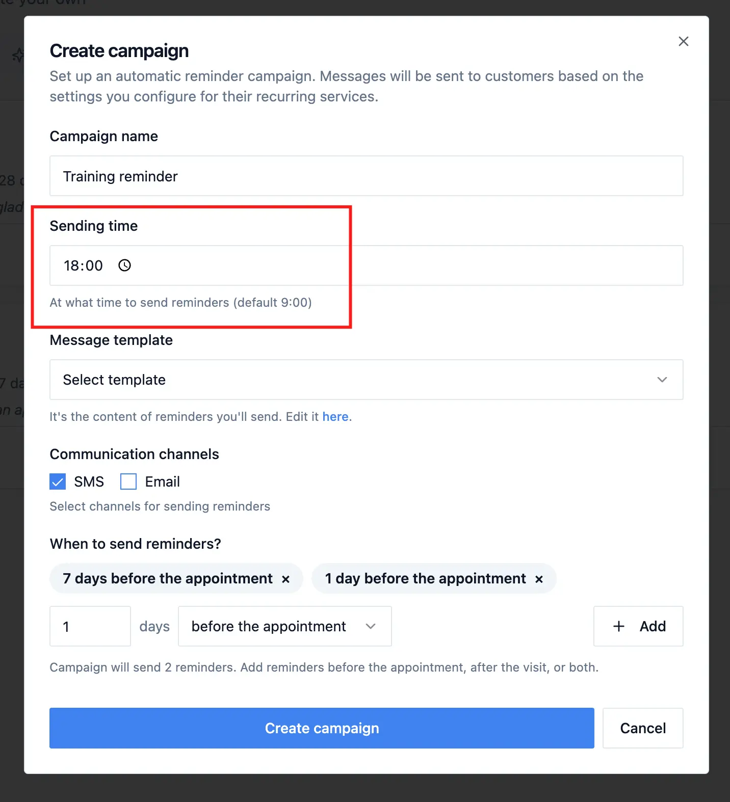 Customizable Time To Send Sms Reminders Customizable Time To Send Sms Reminders