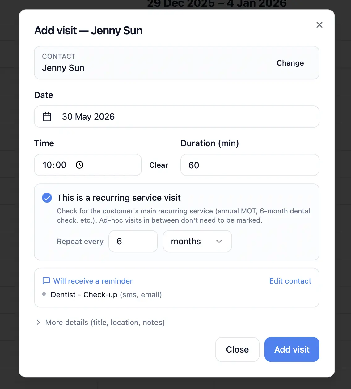 Easy Recurrent Visit Reminders Easy Recurrent Visit Reminders