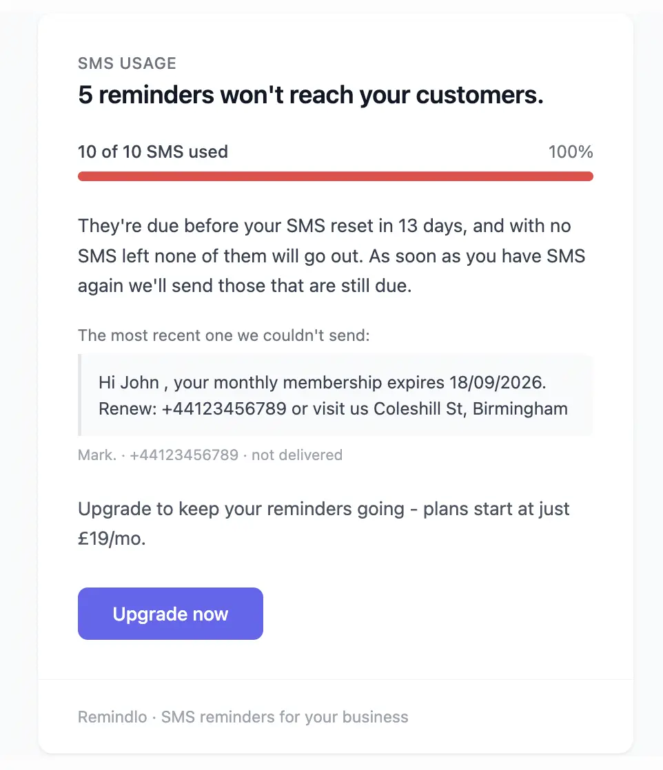 Email Alert About Sms Not Being Sent
