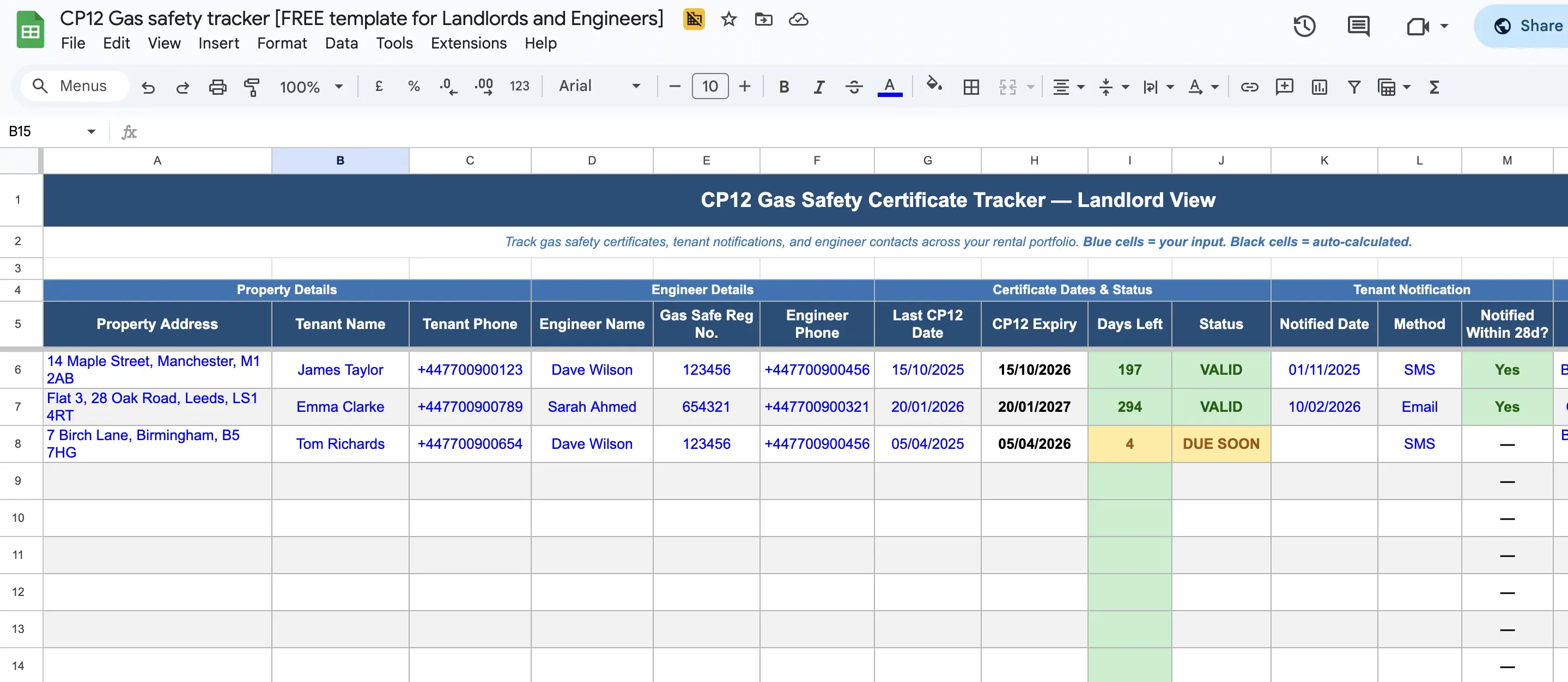 Free Cp12 Gas Safety Tracker Template For Landlords And Hvac Engineers