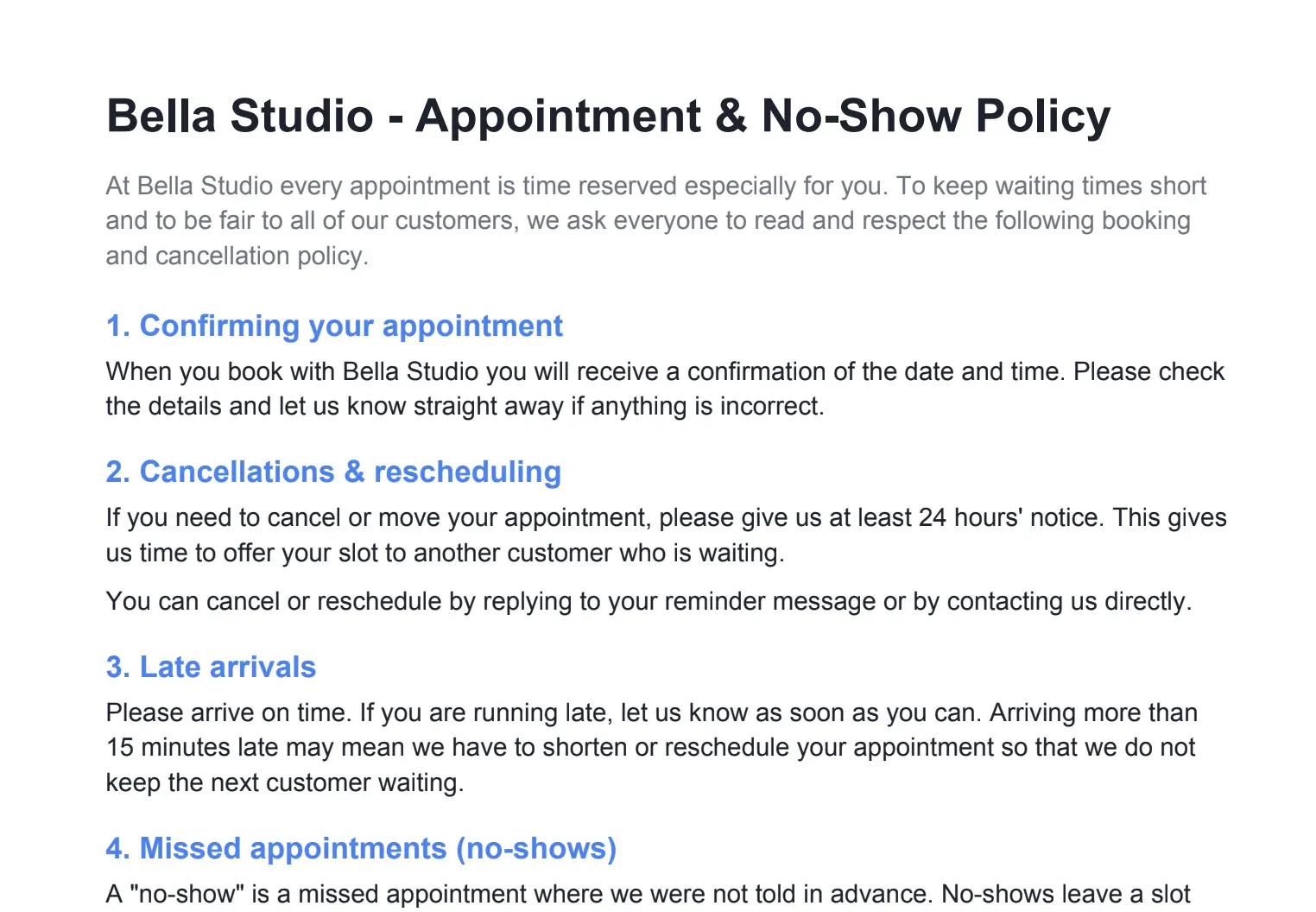 Free No Show Policy Generator Free No Show Policy Generator