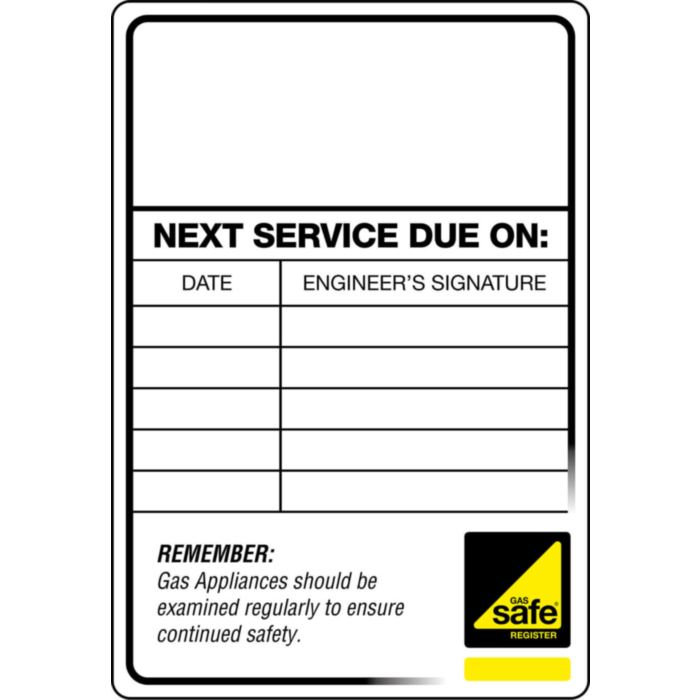 Gas Safe Boiler Sticker