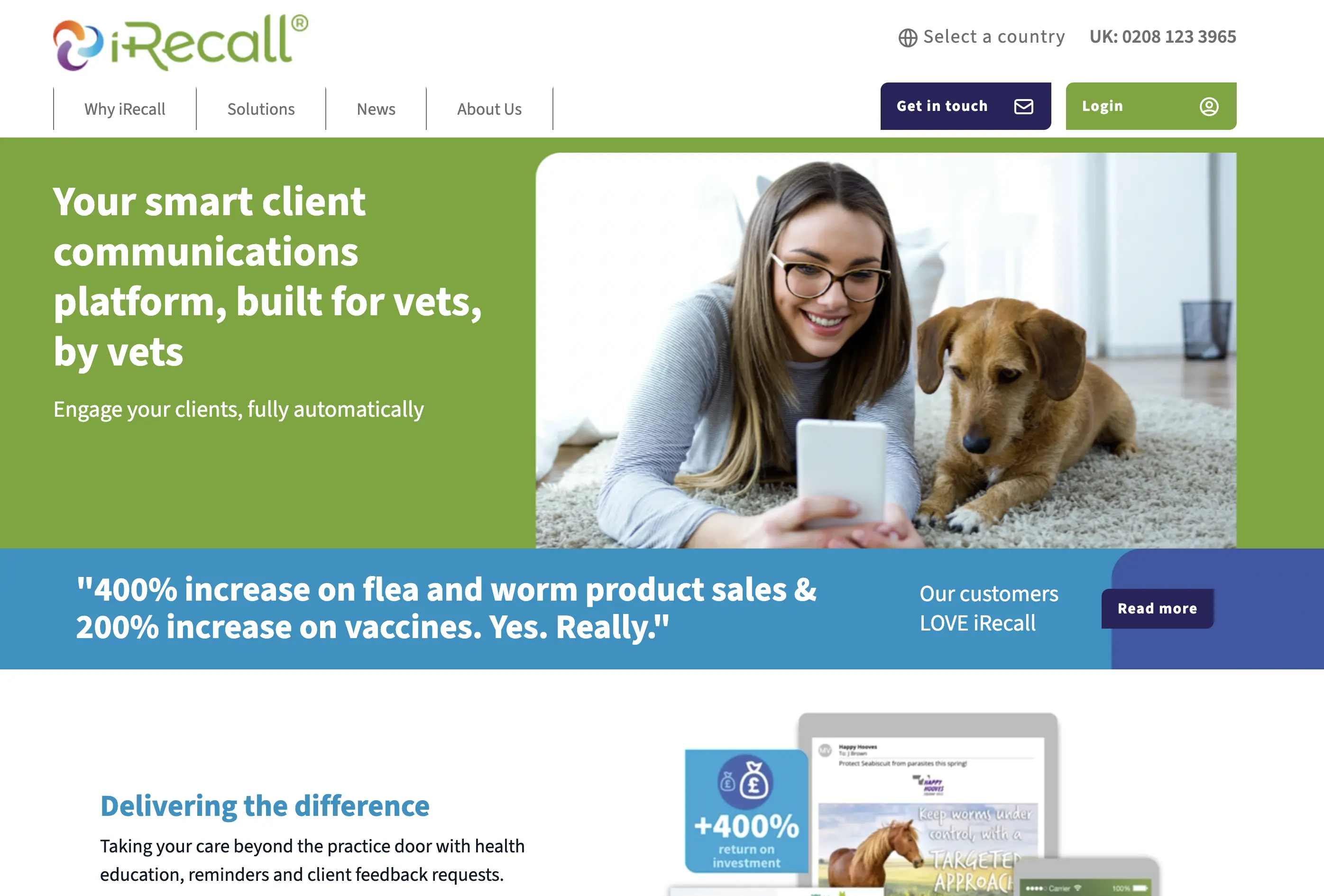 Irecall Veterinary Reminder Software Homepage