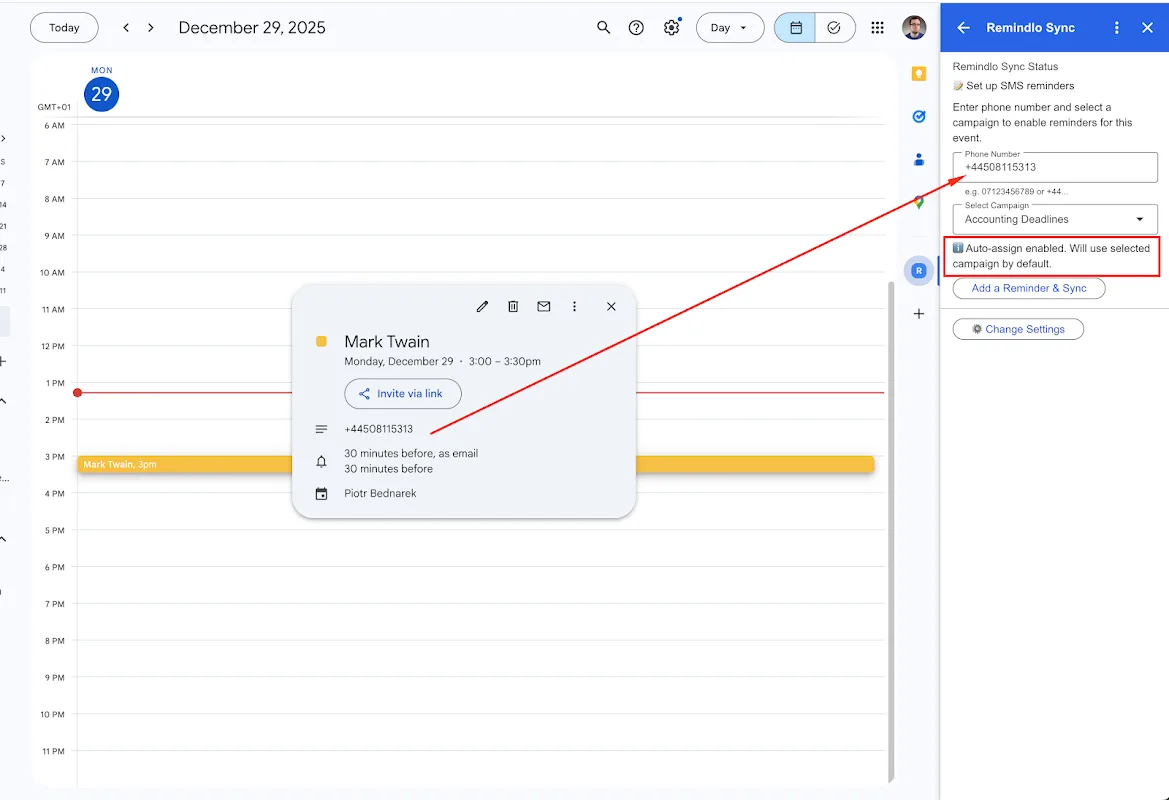 Remindlo Calendar Integration