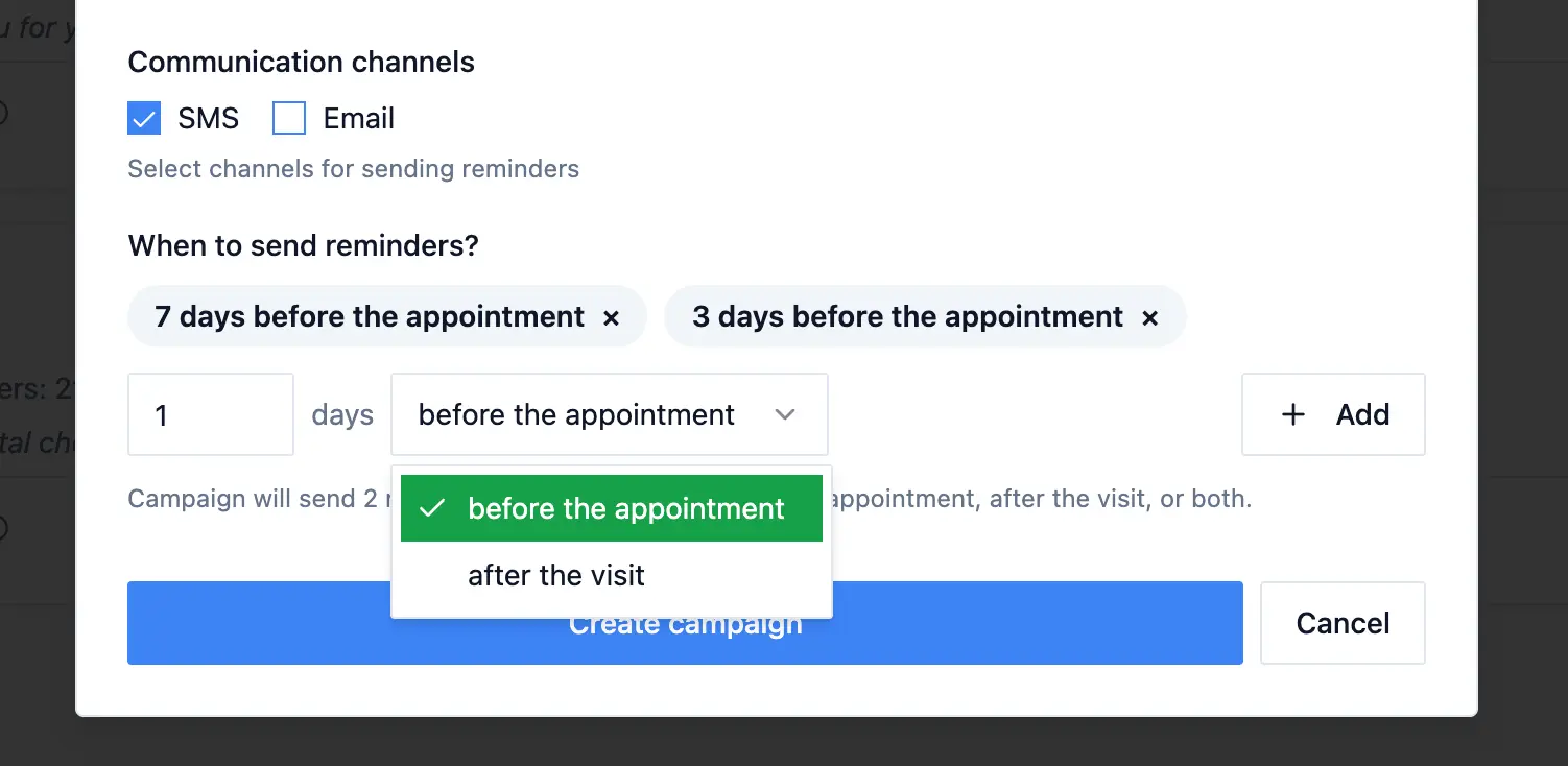 Send Sms Reminder Before Or After Service Visit