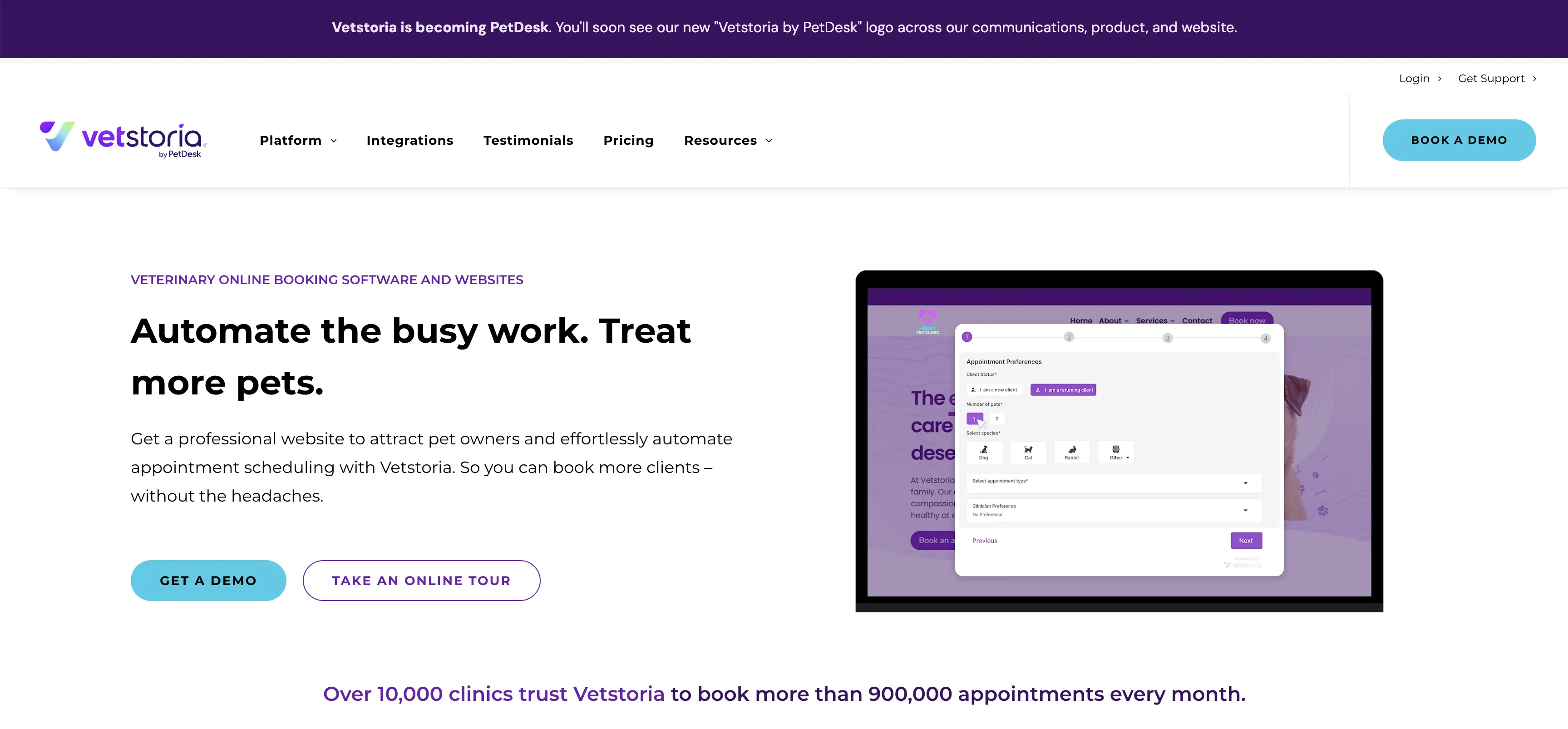 Vetstoria Petdesk Homepage